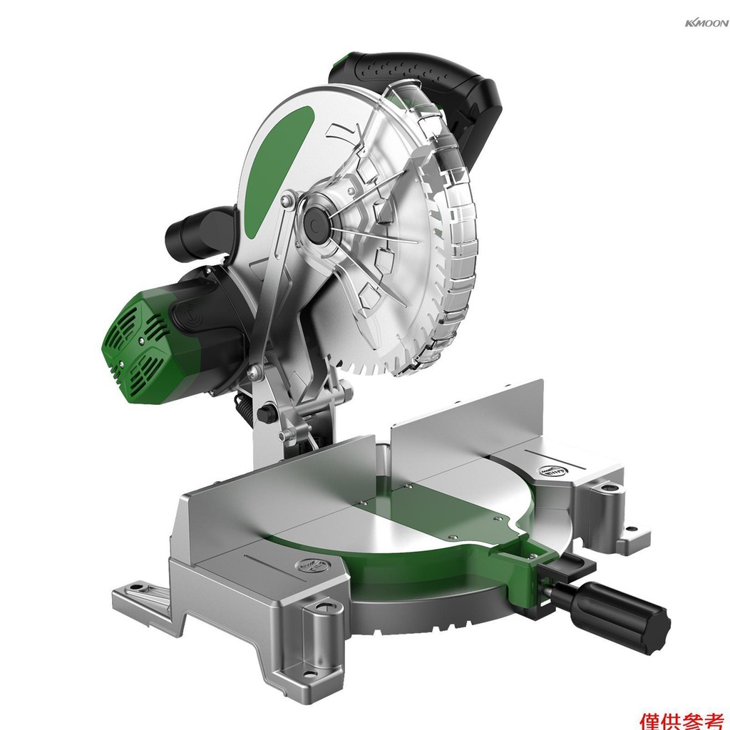 10寸拉桿斜切鋸鋁機木工鋁合金45度切割機 1800W, 6000RPM, 帶加厚刻度靠山 綠色 110V 美規 （精密