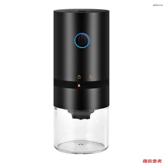 電動咖啡研磨器 小型磨豆機 圓形磨粉機 可調整研磨粗細 支援USB充電 迷你便攜 (內建電池）黑色