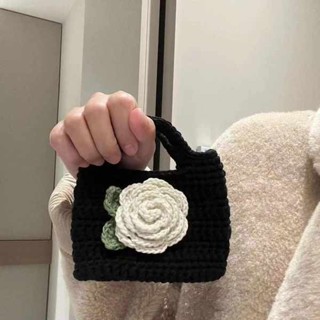 編織包包 編織包 手工編織包包山茶花手提包迷你包包女diy自製毛線團鉤針織材料包