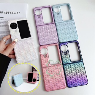 適用於 OPPO Find N3 N2 翻蓋防震硬殼的超薄編織圖案皮套