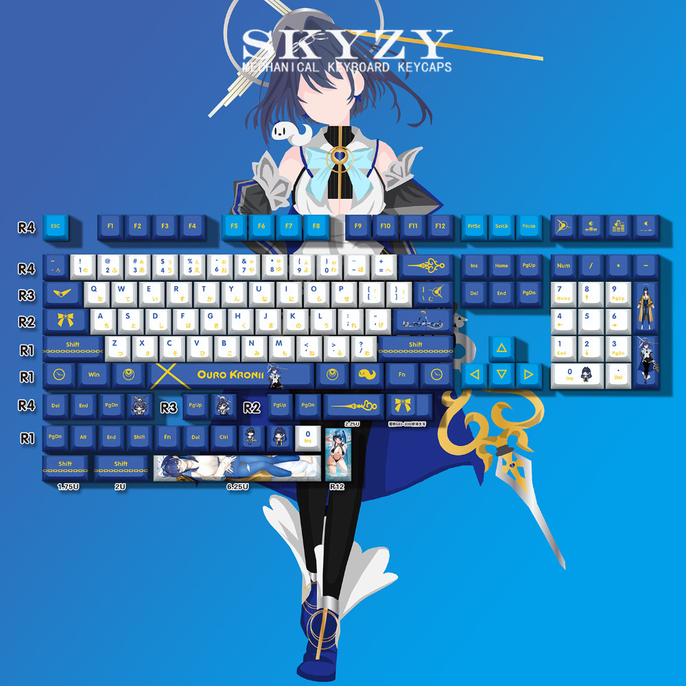 奧蘿克洛尼鍵帽 原廠高度 VTuber Hololive成員 時鐘姊姊 PBT五面熱昇華 鍵帽套裝