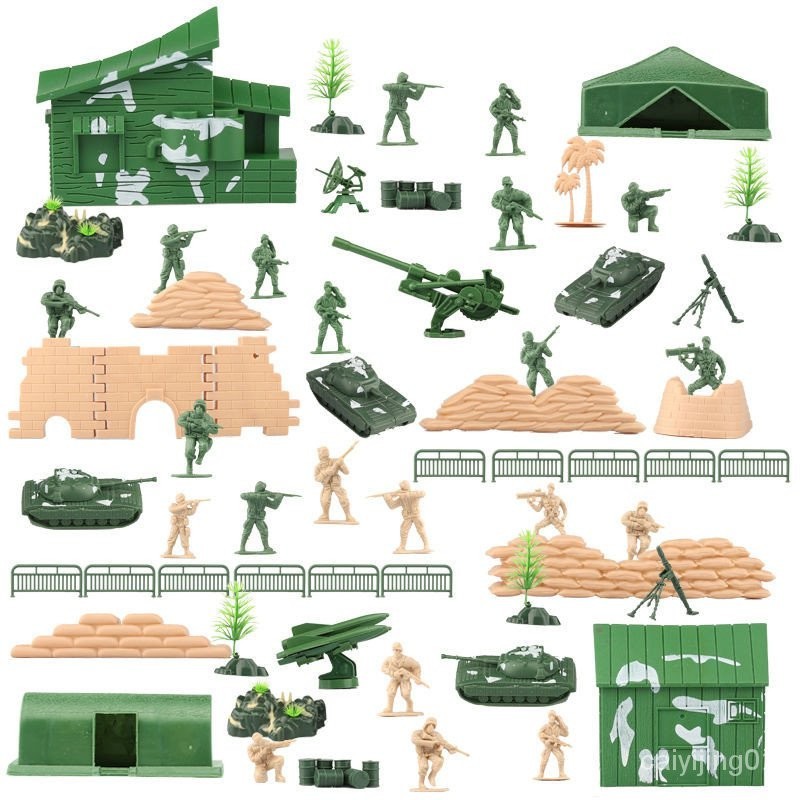 軍事玩具兵人模型90配件 戰爭場景塑膠小兵人兒童益智玩具