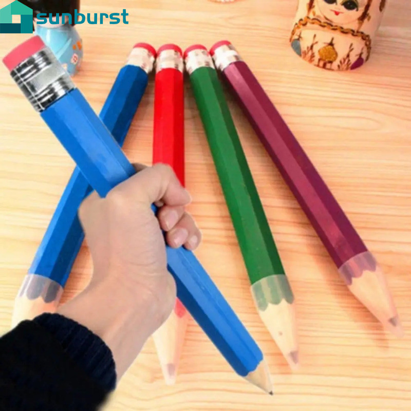 木製巨型鉛筆 - 藝術家的書寫和繪畫畫筆 - DIY 木工 - 玩具禮物 - 新奇兒童玩具 - 學校用品 - 帶橡皮擦的
