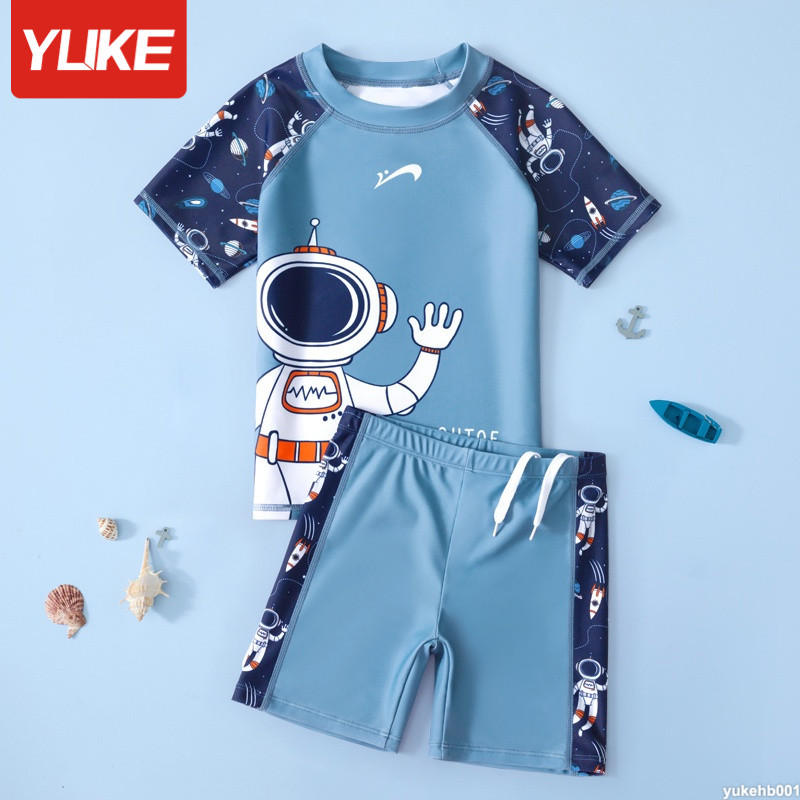 兒童泳衣 男童泳衣 兩件式泳衣 小中大童原創設計新款卡通可愛太空人大尺碼泳衣保