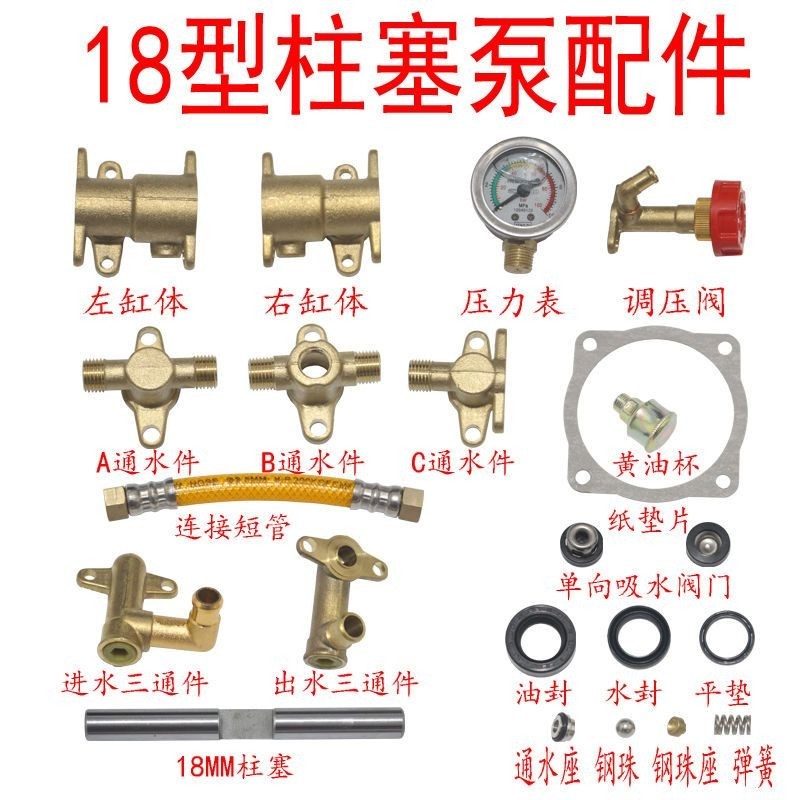 高壓機動噴霧器主泵泵頭139F140FGX35汽油噴霧器雙缸柱塞泵配件