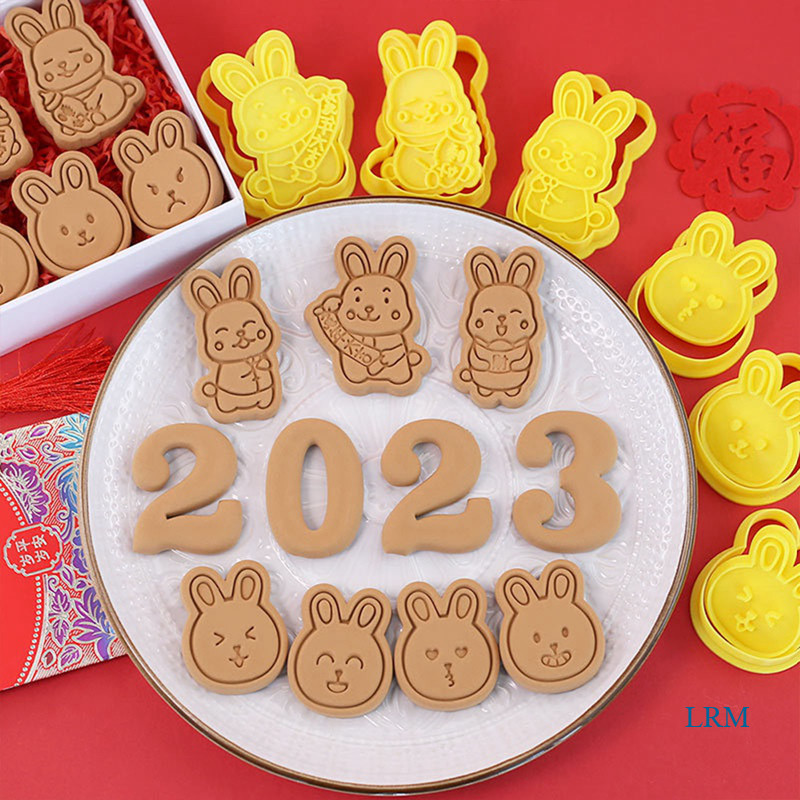 Lrm卡通兔子餅乾模具日式可愛動物兔子糖霜餅乾切割器軟糖郵票烘焙蛋糕裝飾工具