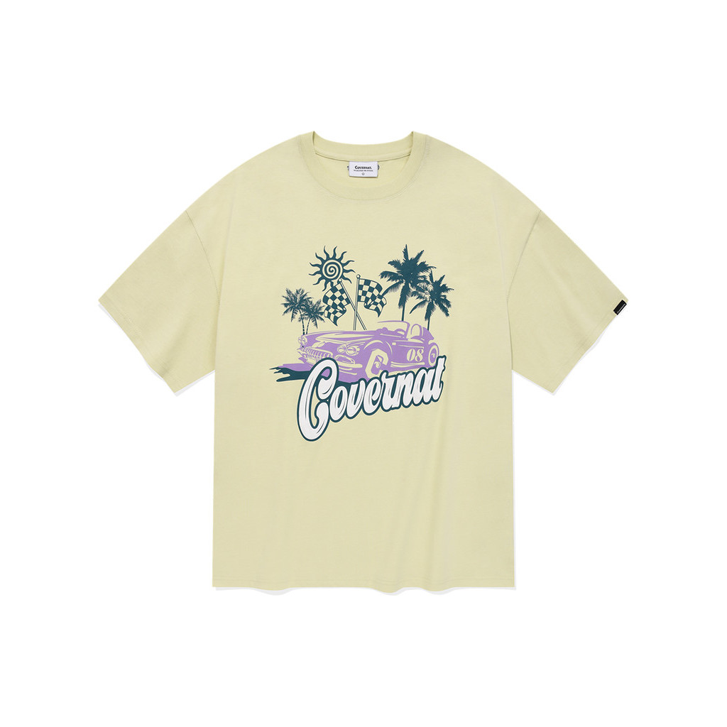 [COVERNAT] 男女同款夏季印花休閒透氣短袖T恤 （淺綠色）[H8]