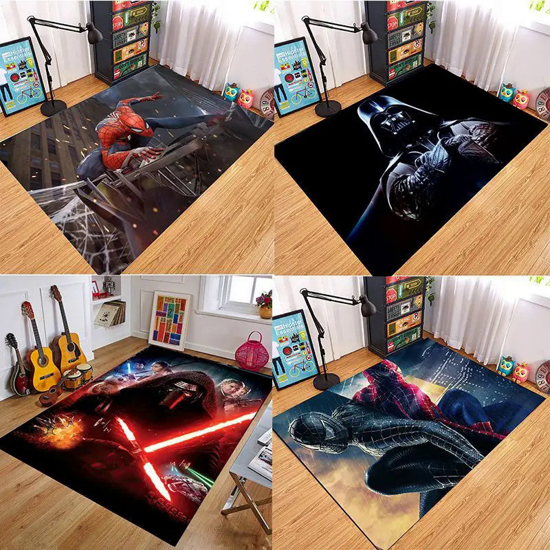 漫威蜘蛛俠地毯星球大戰Yoda Grogu休息室地毯復仇者聯盟蜘蛛俠臥室床邊地毯蜘蛛俠地墊裝飾