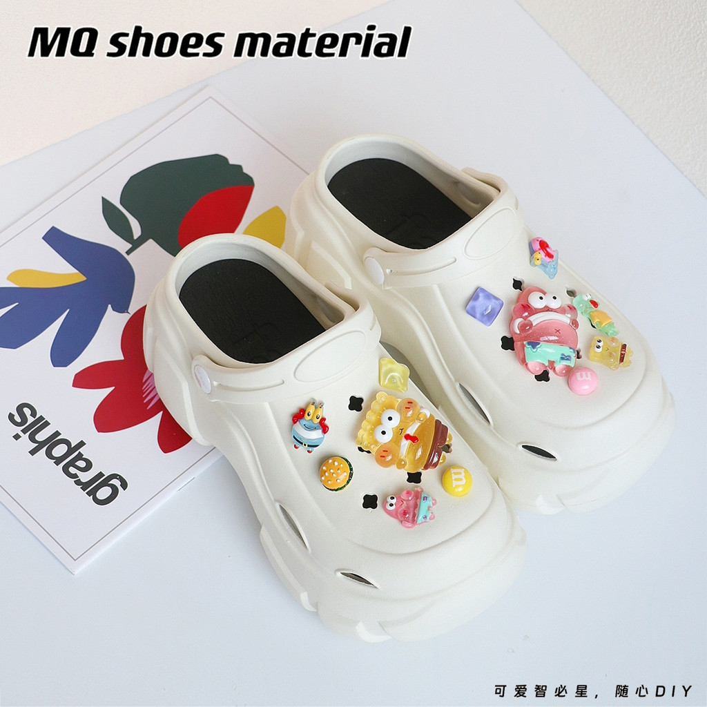 小紅書同款兒童可愛卡通DIY 海綿寶寶系列洞洞鞋可拆卸鞋花裝飾釦