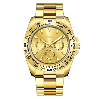 全自動款式金色男士鋼帶手錶商務腕錶夜光石英