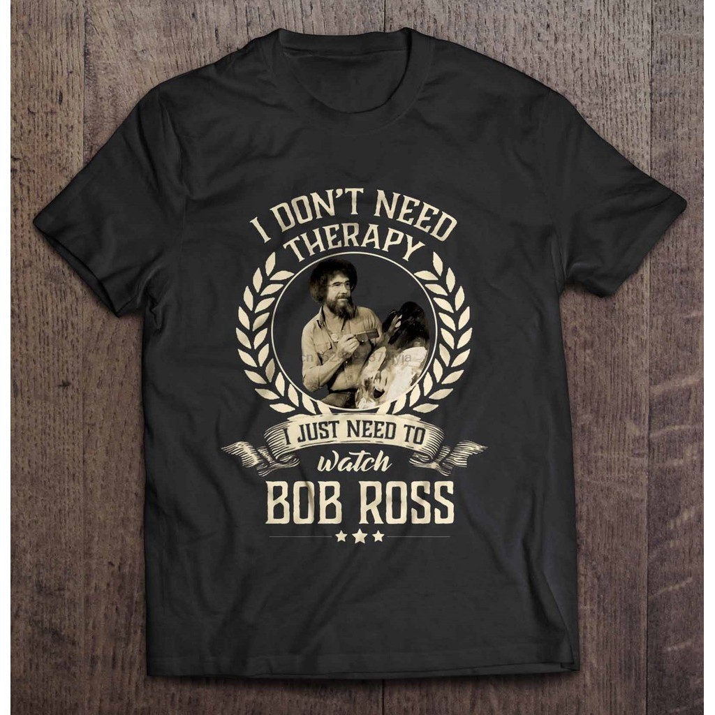 男士搞笑 t 恤時尚 t 恤我不需要治療我只需要觀看 Bob Ross 男士 t 恤
