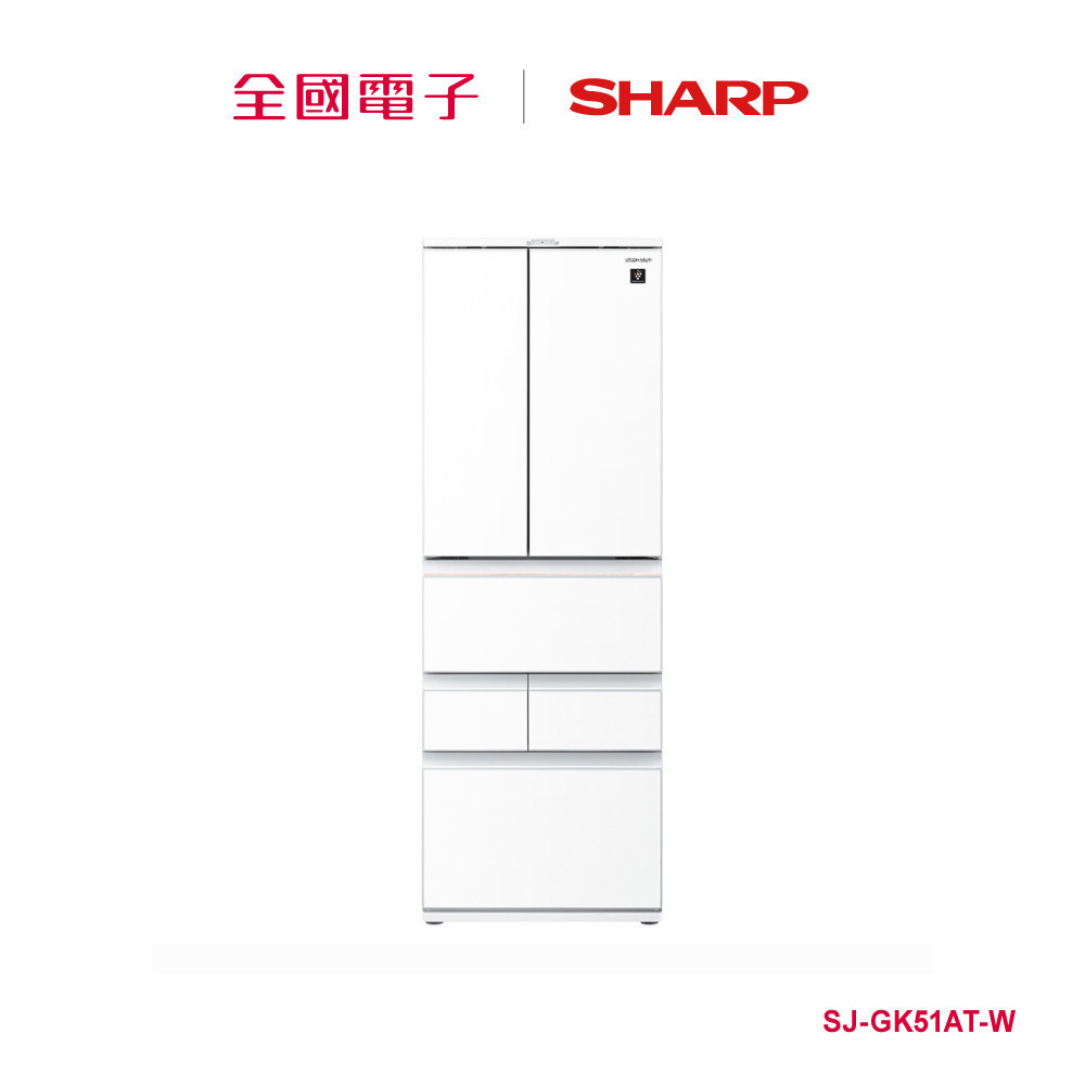 SHARP 504L六門變頻AIoT聯網電冰箱-水樣白  SJ-GK51AT-W 【全國電子】