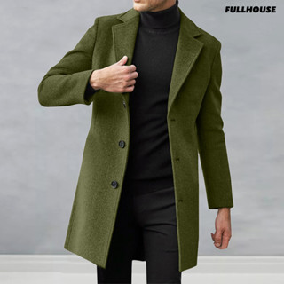 【潮流男士館】冬季男士外套長袖風衣夾克時尚優雅口袋長大衣羊毛大衣緊身男士大衣