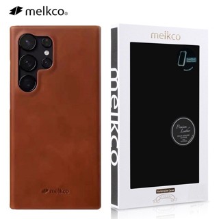 SAMSUNG Melkco 皮套適用於三星 Galaxy S24 Ultra S23 5G S22 Plus 正品牛皮