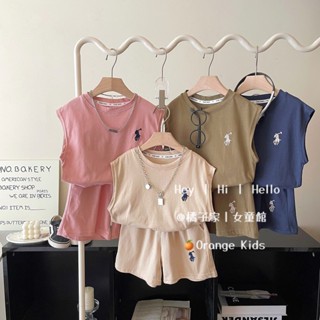 Orange Kids🍊【80-170】兒童夏季薄款背心套裝 兒童運動服套裝 男童時尚短袖套裝短袖上衣男寶寶短褲大童童裝