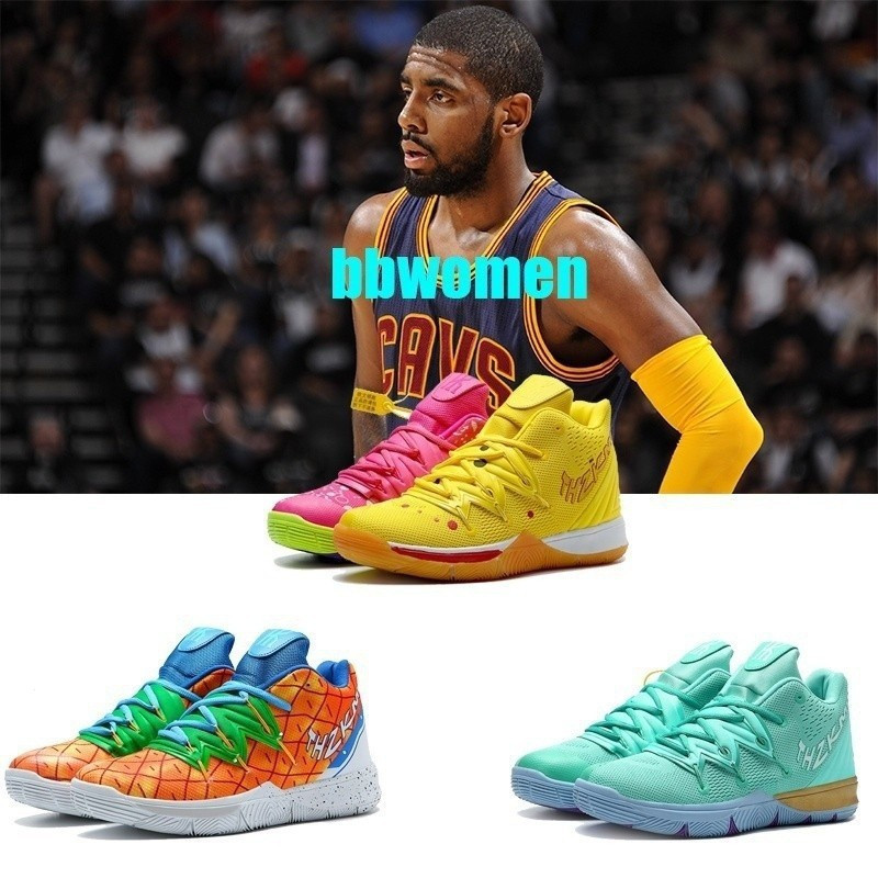 現貨熱賣 Kyrie Irving 5 海綿寶寶聯名係列籃球鞋 實戰籃球鞋 耐磨防滑橡膠鞋底 尺碼：36-45