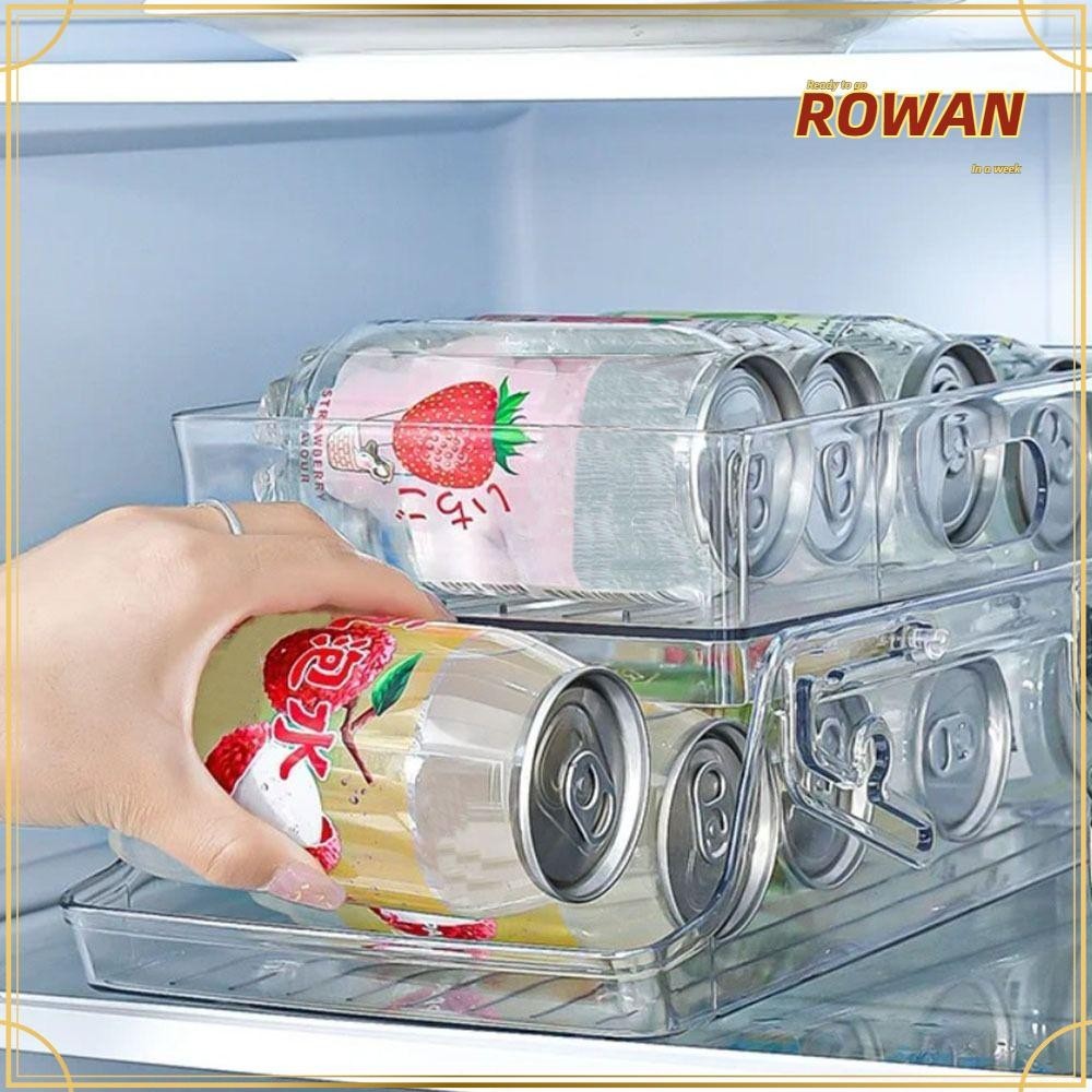 Rw-home 飲料收納架塑料透明啤酒架自動滾落雙層可折疊冰箱收納盒