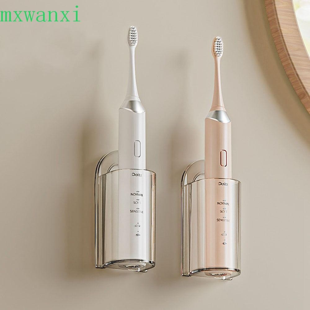 MXWANXI電動牙刷架,塑料透明牙科用具收納架,簡單免打孔壁掛式節省空間牙刷儲物底座用於浴室