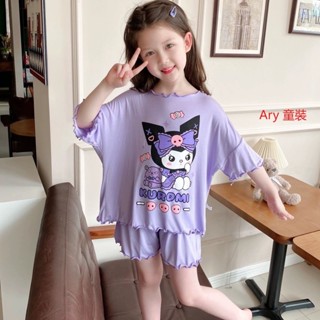 ARY 兒童睡衣 女童睡衣 女童夏季薄款短袖卡通睡衣 小中通小女孩寶寶家居服套裝 女童套裝 寶寶睡衣 女童套裝
