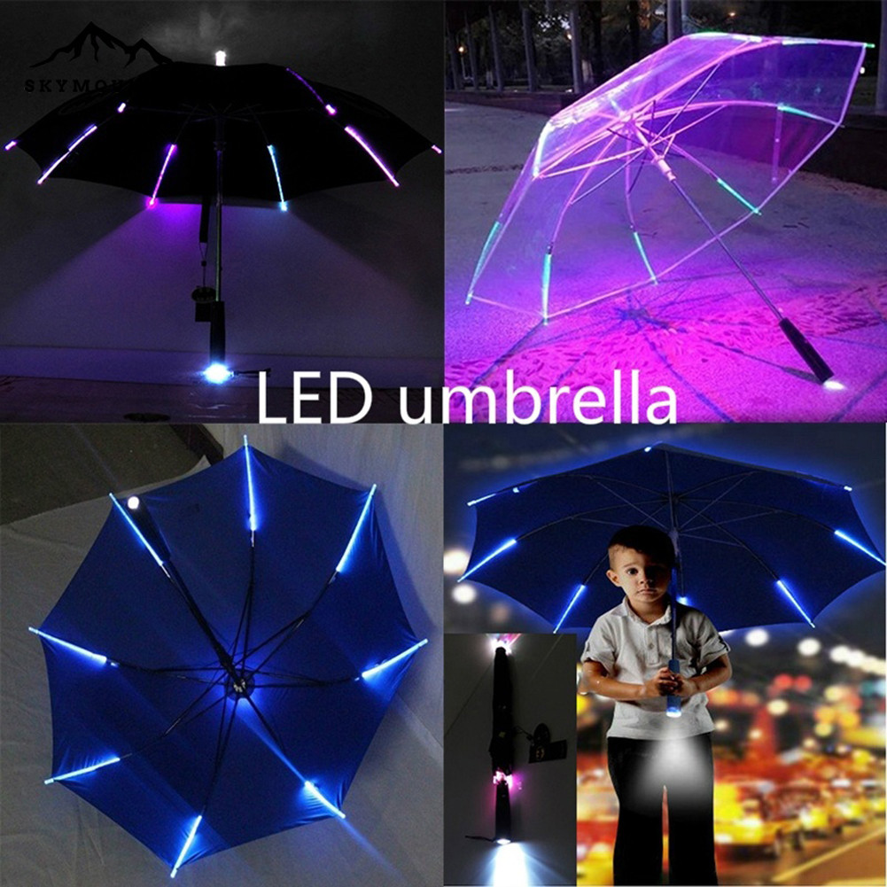 Skymountain創意七彩閃光燈led燈防風防曬雨夜防護傘