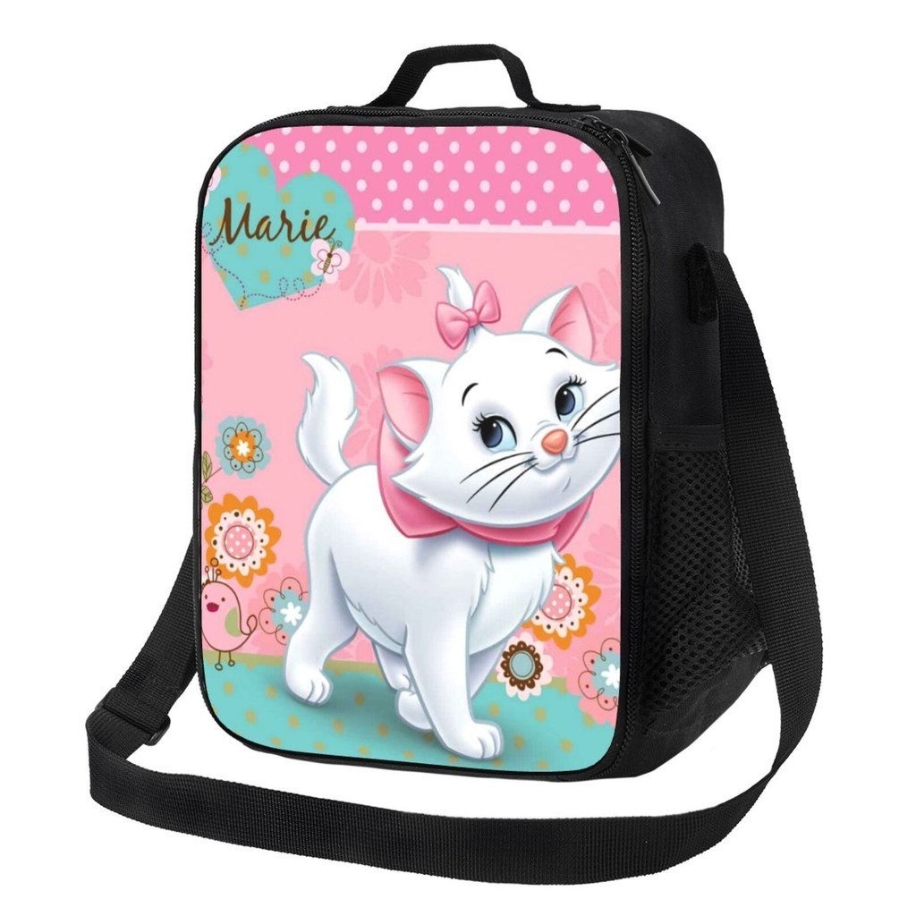 瑪麗貓新款保溫午餐袋雙口袋大容量學生男孩/女孩飯盒袋聖誕禮物