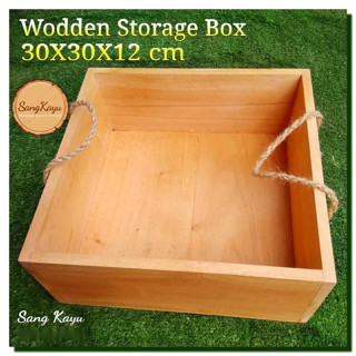 Kayu 木質收納盒 30X30X12 厘米木質多用途收納盒