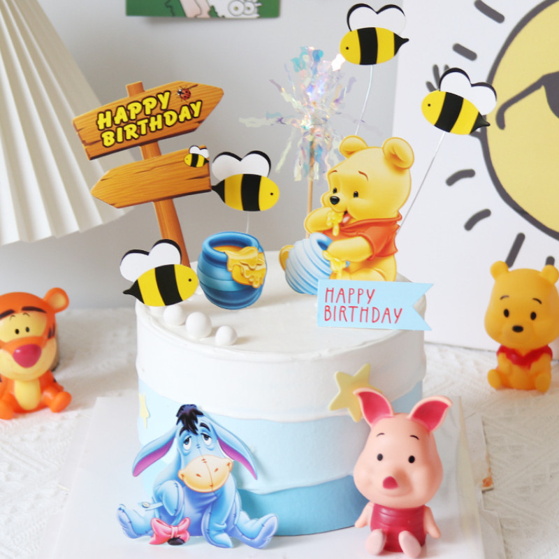 迪士尼兒童生日蛋糕裝飾小熊維尼小豬跳跳虎生日用品家居裝飾