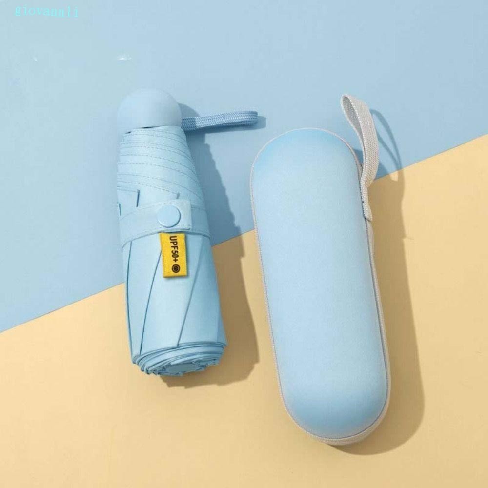 GIOVANN迷你膠囊雨傘,帶傘盒重量輕8肋防曬雨傘,簡單Ins防水遮陽板折疊口袋陽傘戶外
