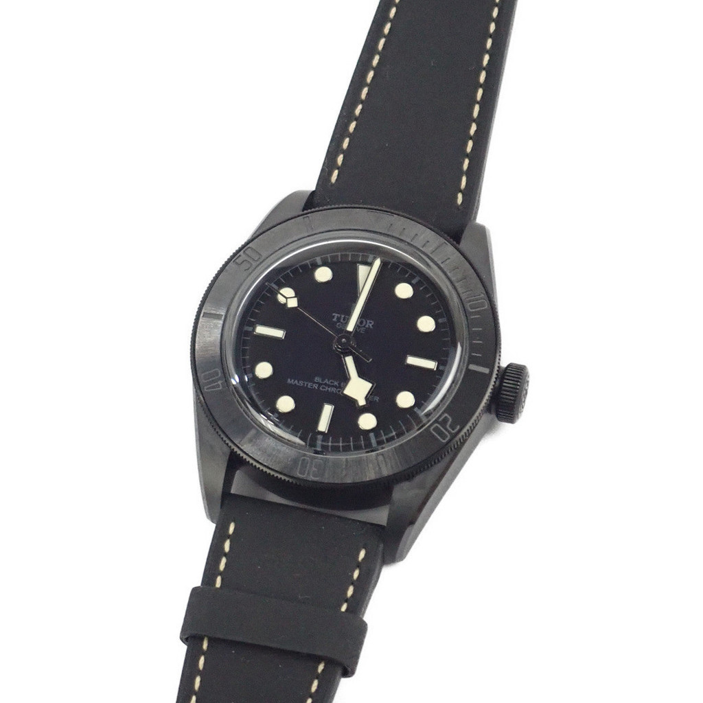 Tudor 錶帶 手錶男用 黑色 皮革 防水 字盤 日本直送 二手