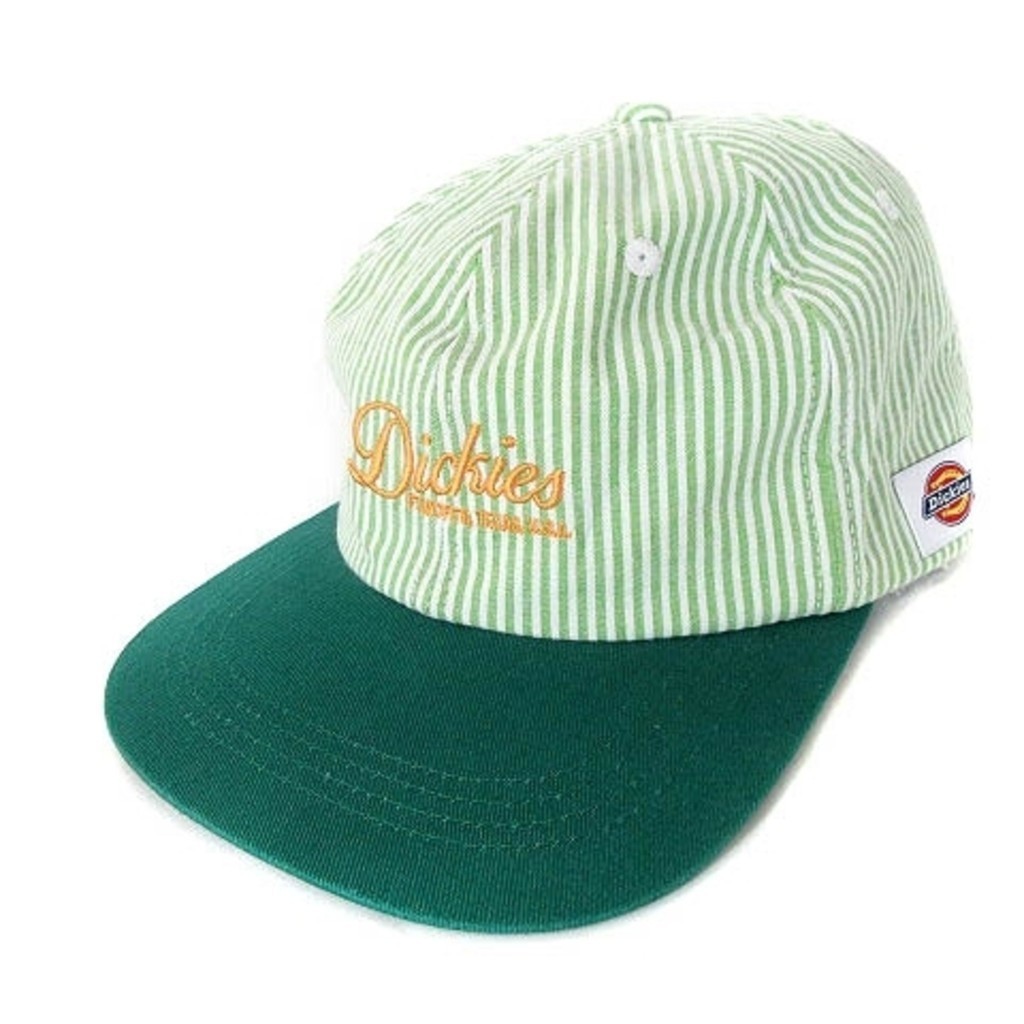 DICKIES KEY green M 5帽子綠色 條紋 刺繡 日本直送 二手