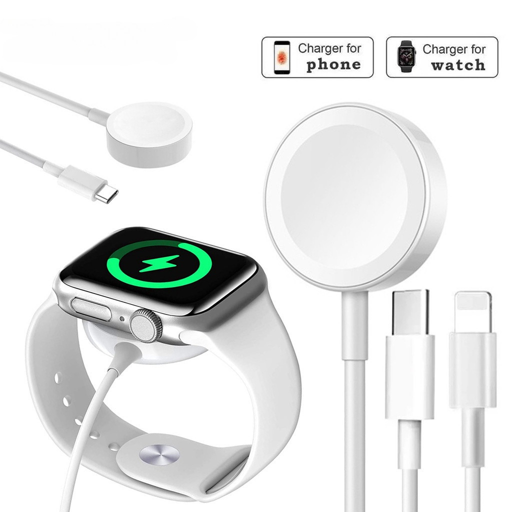2 合 1 C 型無線充電器 適用於 Apple Watch 充電線 iWatch 1-9系列 適用改裝錶帶搭配購買使用
