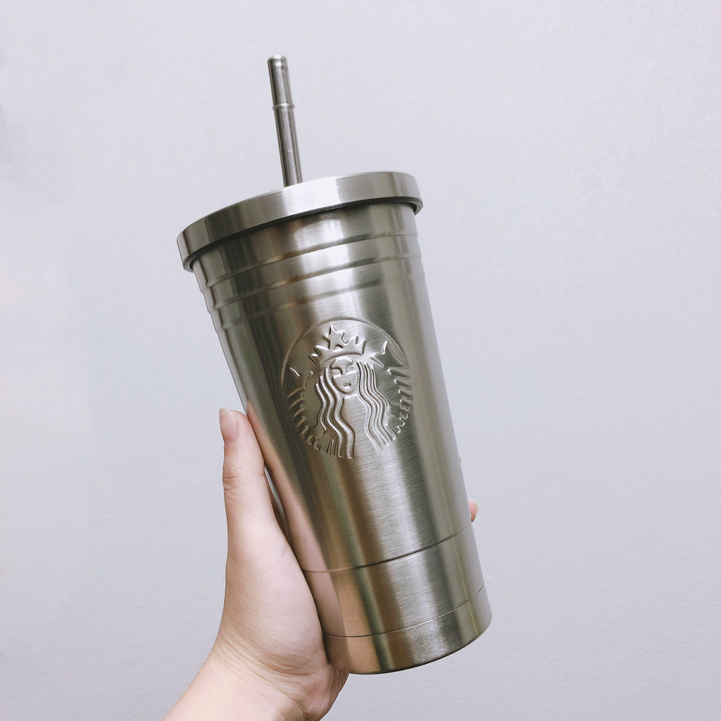 Starbucks 星巴克 限定款 經典女神 吸管杯 304不鏽鋼保溫杯 473ml 可重複使用咖啡杯 質感浮雕女神頭像