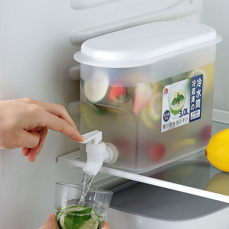 日式3.5L冷水壺自帶龍頭冷水桶冰箱飲料水果茶桶耐高溫防摔冷水壺
