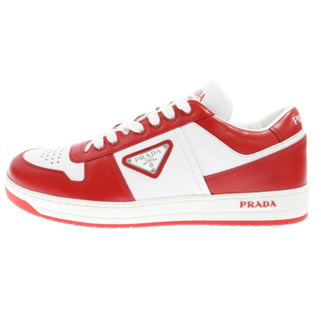 PRADA休閒鞋 球鞋皮革 紅色 白色 日本直送 二手