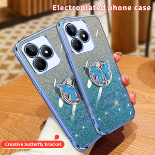 適用於 Realme Note 50 手機殼軟矽膠豪華電鍍 TPU 軟殼 RMX3834 手機殼後蓋電池保護殼蓋帶磁性支