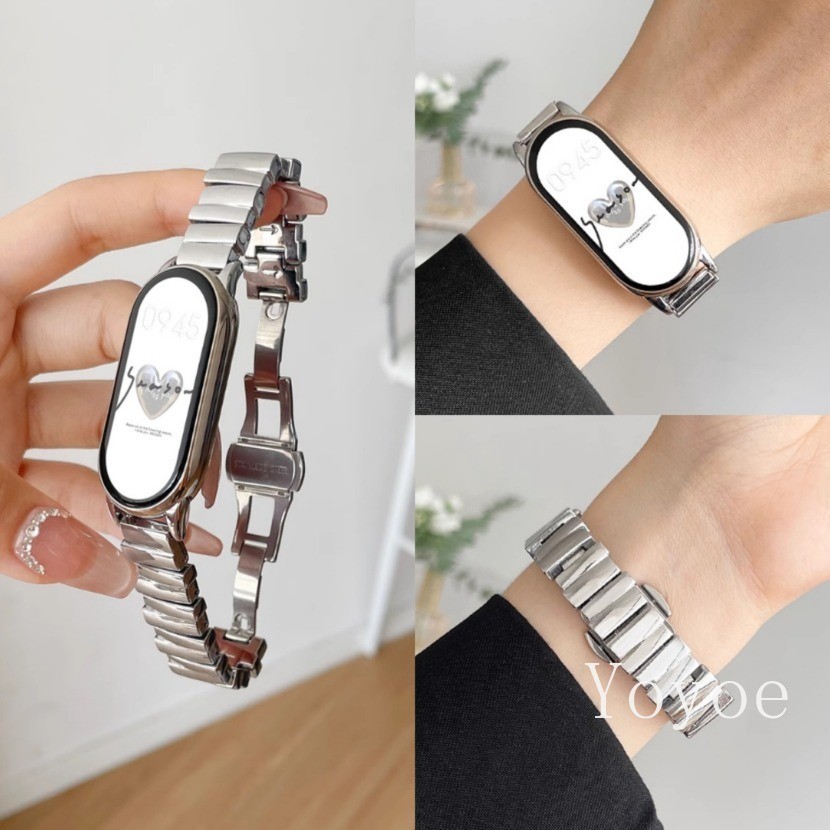 XIAOMI MI XIAOMI 時尚不規則錶帶適用於小米手環 8 手錶豪華不銹鋼錶帶適用於小米米 8 NFC 錶帶金屬