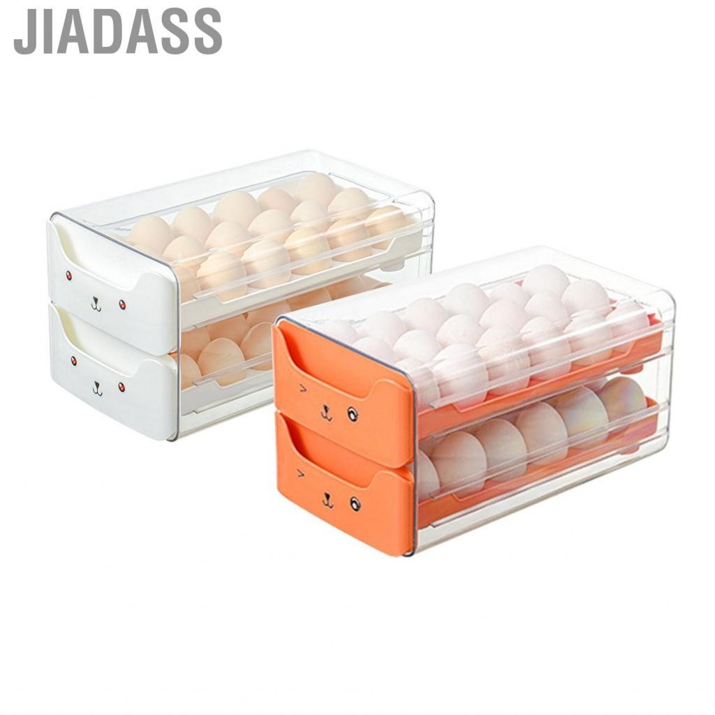 Jiadass 雞蛋抽屜圓邊雙層大容量透明收納盒塑膠廚房用