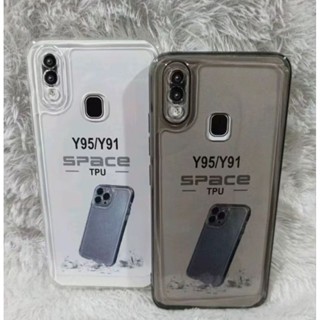 Hitam 軟殼 VIVO Y91 Y93 Y95 外殼透明黑色空間透明外殼矽膠透明黑色