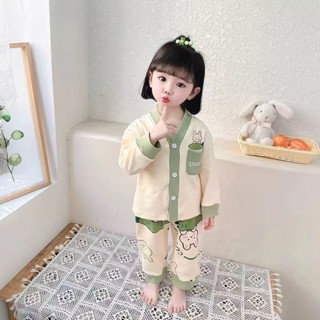 兒童德絨睡衣家居服夏季寶寶套裝男女童內衣小外套中大童休閒套裝