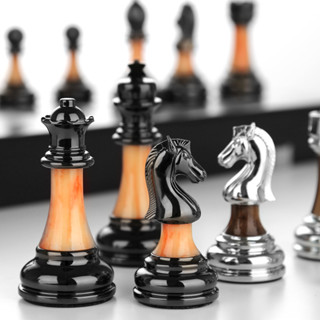 免運熱賣 國際象棋高檔禮盒套裝實木折疊棋盤仿玉棋子西洋棋復古歐式擺件