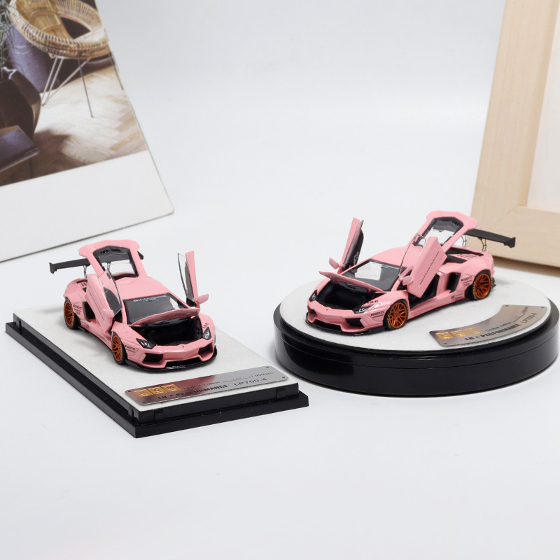 PGM 1:64 蘭博基尼LP700-4 LBWK大牛粉色 合金全開汽車模型擺件