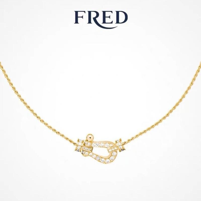 Fred最新款馬蹄項鍊弗雷德玫瑰金滿鑽手鍊鎖骨鏈高版本一比一對版Fred's latest horseshoe neck