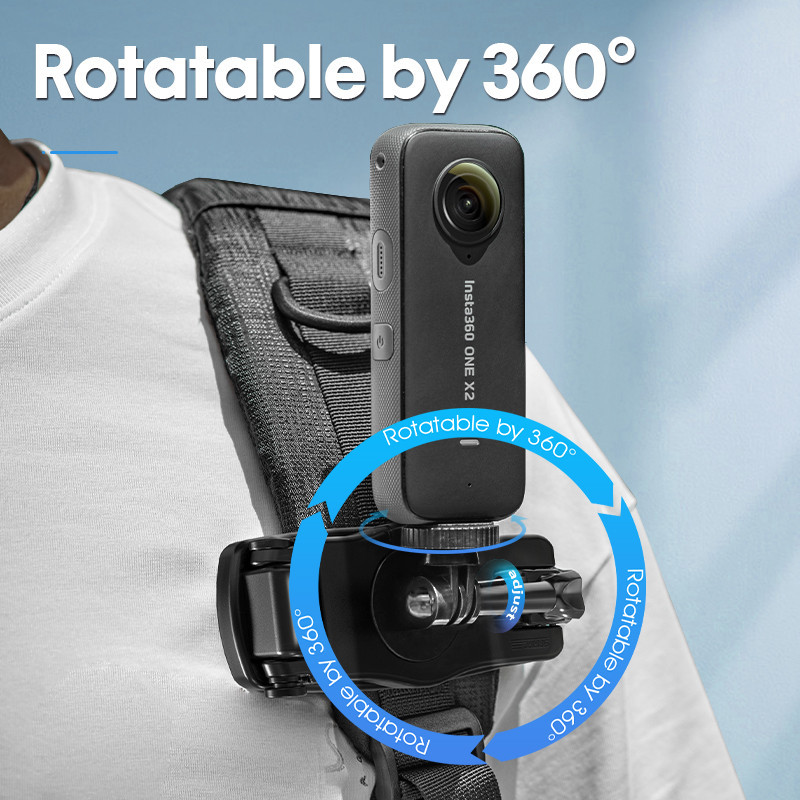 適用於 Insta360 ONE X4 X3 X2 RS 配件的相機背包夾背包帶夾 360 可旋轉穩定安裝支架