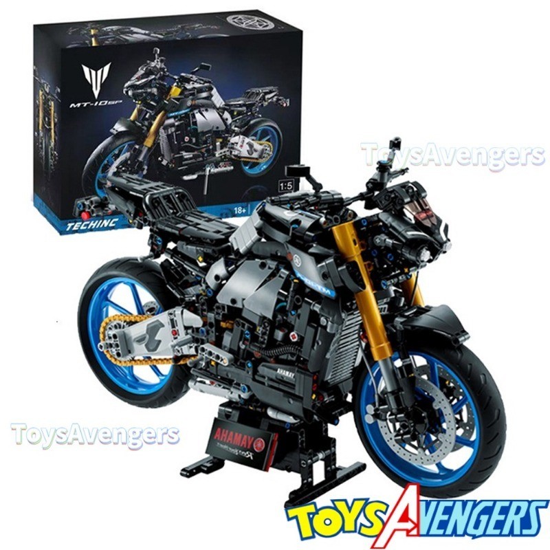 山葉 Moc 1:5雅馬哈MT-10 SP機械組摩托車還原4缸發動機模型擺件男孩積木玩具