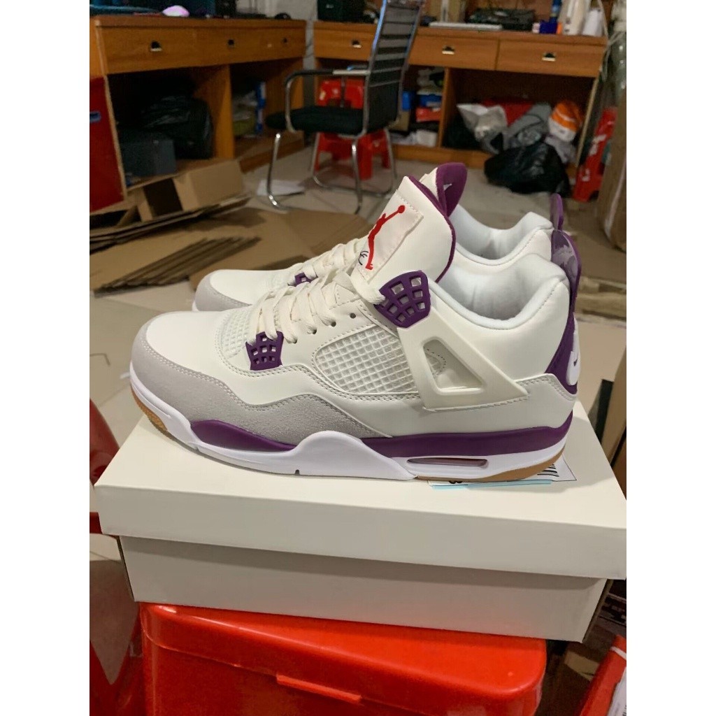 Air Jordan 4 Retro SP x Nike SB 白色紫色籃球 DR5415-103