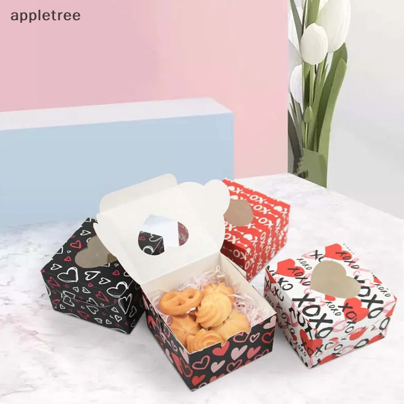 Appl 12 件情人節主題愛心可愛餅乾紙盒派對禮物糖果包裝盒帶窗 TW