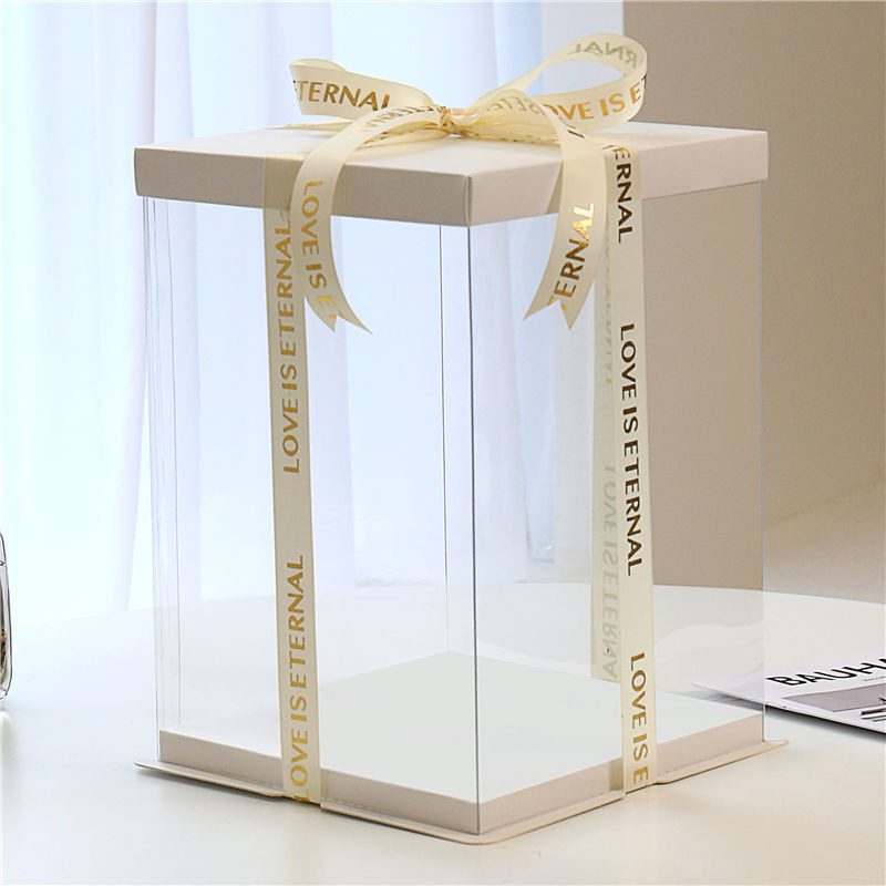 網紅樂高積木防塵套圈婚鞋全透明生日蛋糕包裝空盒單個零食禮盒子