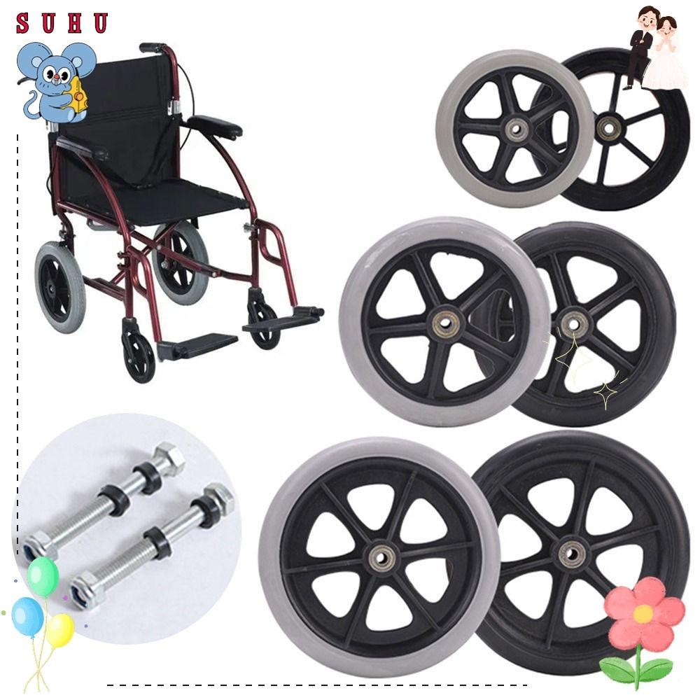 SUHU實心輪胎車輪,6/7/8英寸更換Shoppin手推車車輪,靈活防滑橡膠輪椅腳輪