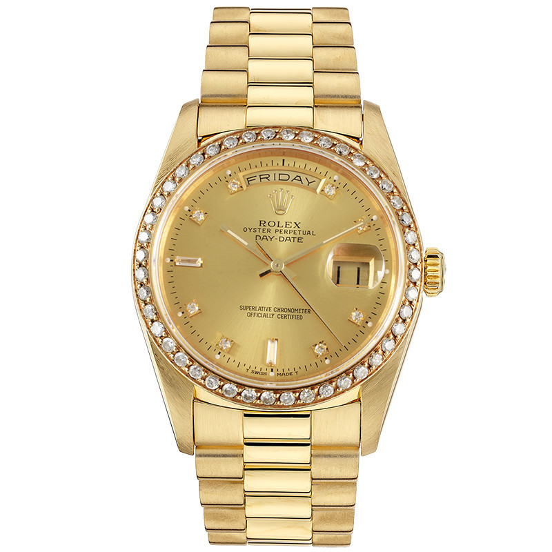 Roléxx⌚️ Watches 18K黃金後鑲鑽自動機械手錶男18238全金帶