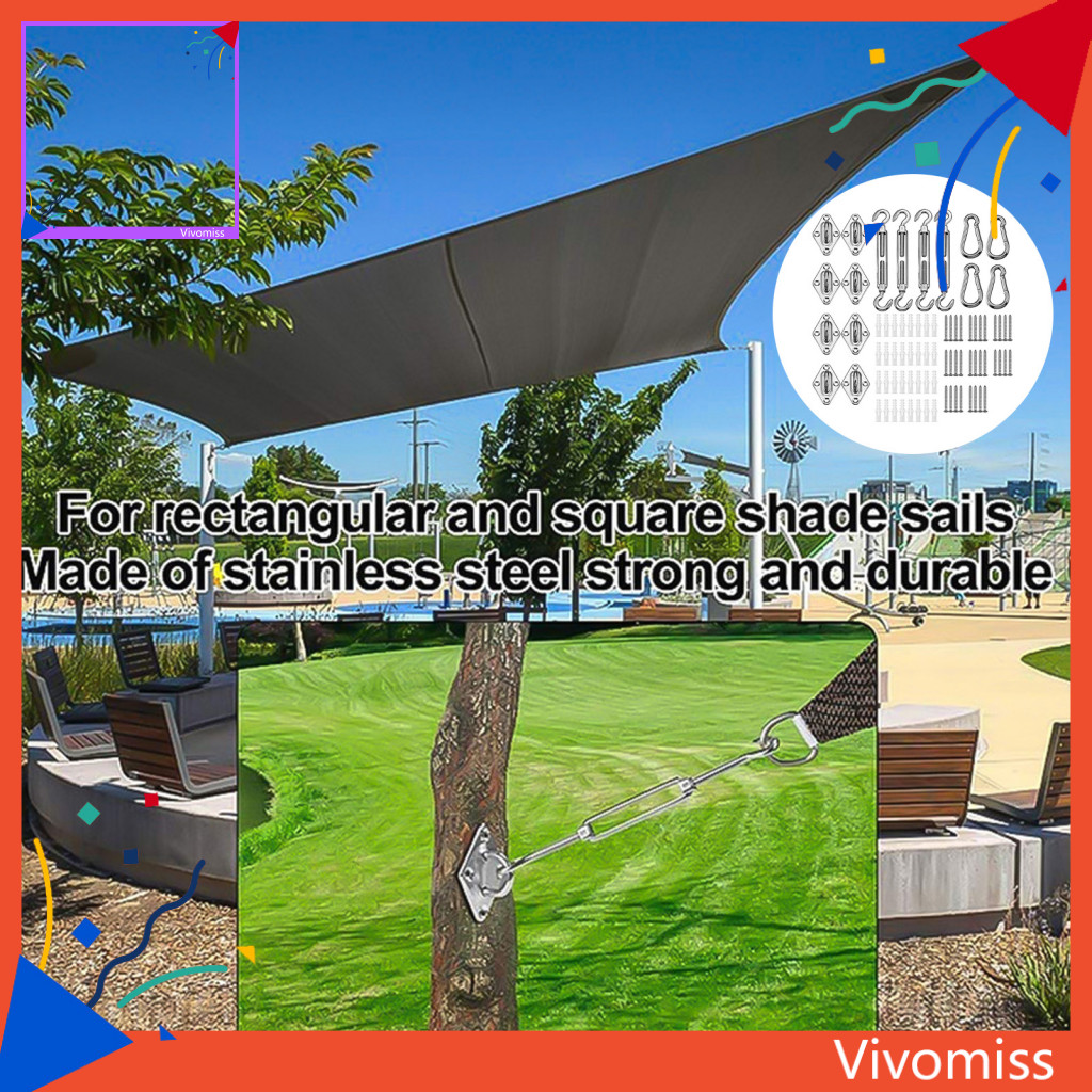 [VM] 遮陽帆配件套件樹/壁掛式遮陽帆配件優質不銹鋼遮陽帆硬件套件,用於矩形戶外露台雨篷